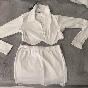 Fashion Nova White Skirt Set